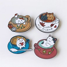 헤미쉬스타일 패션 뱃지 티컵냥이 세트