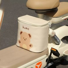 電動車收納袋 通用大容量置物袋 掛帶防潑水, 1個, 米白色小號 可放充電器