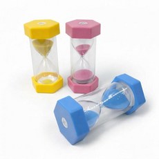 3분 타이머 집중용 모래 시계 블루 색상 육각 받침 학습 명상 도구, 기본