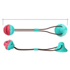 寵物吸盤漏食玩具 加大強力吸附設計 狗狗磨牙訓練互動玩具 防滑耐咬漏食球 寵物益智餵食玩具, 1個, 圓球頭, 如圖