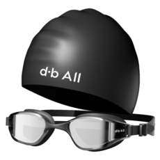 디브올 최신기술 나노코팅 지속적익 김서림방지 미러 수경 실리콘 수모 세트, 1세트, 블랙