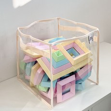 벨베이비 TPU 투명 아기 장난감 정리함 사각, 1개, 크림베이지