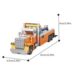 장거리 버스 MOC 조립 블록 자동차 모델 수집용 교육용 장난감, 미국 로드 트레일러 449PCS