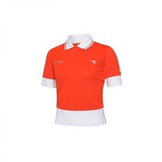 국내매장판 디아도라 테니스 피케 크롭 반팔티셔츠 우먼 오렌지 554391