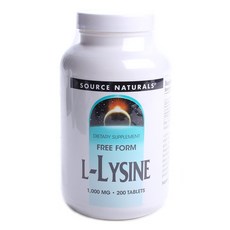 SOURCE NATURALS L-離胺酸補充錠 1000mg, 200顆, 1罐