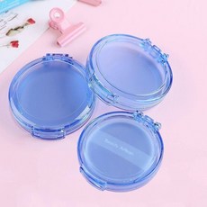 粉撲收納盒 氣墊海綿收納盒 迷你便攜透明粉撲盒, 1個, 藍色3個