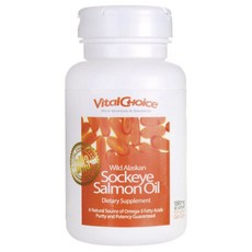 VitalChoice 野生阿拉斯加酒井鮭魚油 1000 毫克無麩質無糖軟膠囊, 1罐, 90顆