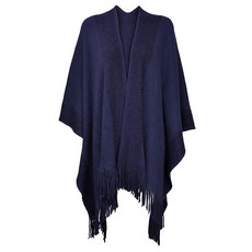ZLYC 여성용 숄 골든 트림 니트 담요 랩 프린지 판초 코트 가디건 스페이스 염색 베이지 핑크 142132, 네이비
