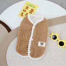 강아지 고양이 겨울 옷 조끼 생활복, 1개, 코코아