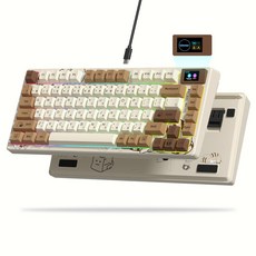 마운트 디스플레이가 가능 가스켓 게이머 기계식 K80 게임용 ER 스왑 OLED WO RR 장착된 키보드 컬러 RGB DS, COFFE CAT, GREY, 1개