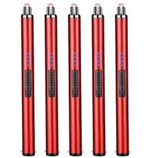 6팩 전기 방풍 라이터 타입-C 휴대용 충전식 흡연 액세서리 크리스마스 에, 08 Red - 5 pc