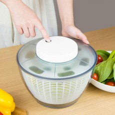 하우스팁 원터치 무선 전동 야채과일탈수기 화이트 4.75L