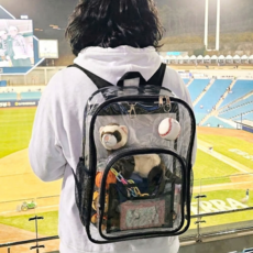 투명 야구 직관 가방 방수 백팩 pvc 야구가방 공연 관람 덕질 야구장 준비물 비치 짐가방, 블랙, 1개