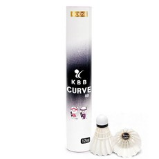 KB韓國羽球 KBB CURVE 88 專業羽毛球 高彈穩飛 鵝毛級手感 球速順滑超耐打, 1個, White, 12