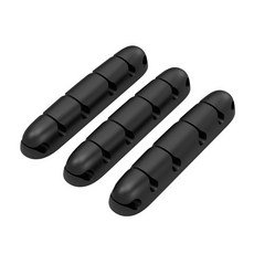 【6孔】全硅膠多功能理綫器桌麵集綫器自粘電綫卡綫扣整理固定器, 黑色3件, 1個