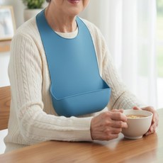 어른 턱받이 성인 환자 앞치마 병원 요양원 어르신 간병 용품, 블루, 1개