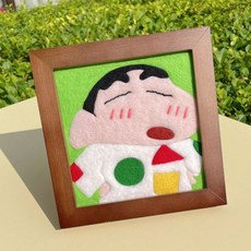 DIY手工戳戳樂相框畫房間裝飾，羊毛氈戳戳樂手工DIY小王子相框畫，狐貍玫瑰花童話材料包情侶禮物, 款式49, 1個