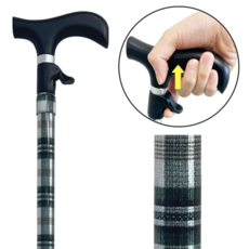 2H메디컬 원터치 지팡이 경량 가벼운 접이식 길이조절 할머니 할아버지 명절선물, 패턴03, 1개