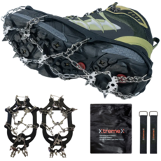 XtremeX 아이젠 등산 논슬립 체인 얼음낚시 겨울 19피크 아웃도어, 19P, 블랙