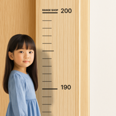 레인지샵 자국없는 심플 키재기 스티커 200cm, 1개, 투명 블랙