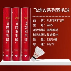 運動訓練 鴨鵝毛, 1個, 1筒,飛燁W65-76速【雙拼球頭+天然羽毛】
