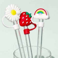 실리콘 빨대 마개, 4-빨대마개-무지개