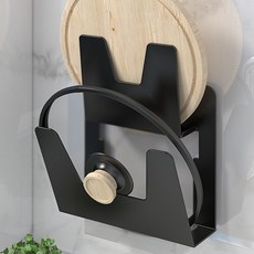 무타공 알루미늄 냄비 뚜껑 걸이 후라이팬 도마, 1개, 블랙, 2단