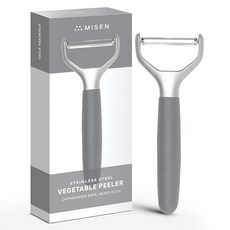Misen 스테인리스 스틸 야채 필러 - 식기세척기 사용 가능 Y 감자 양배추 당근 등과 함께 사용하기 쉬움 고급 등급 주방 도구 블랙 273483, 회색