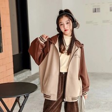 여아 가을 긴팔 배색 코트 프린트 상의 루즈핏 집업 가디건 GEUMI 006