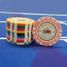 애드천사 카지노칩 포커칩 게임칩 홀덤칩 국제규격 마카오 몬테카를로 크라운, 핑크-5000원, 1개