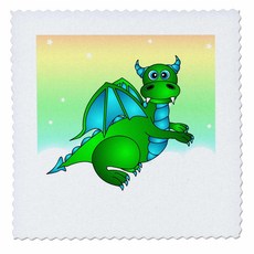 8x8 inch Quilt Square - Green Dragon Twilight Flight Designs Dragons, 미정