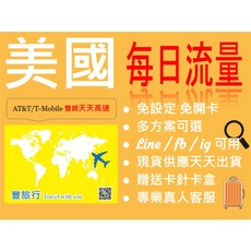 美國上網卡 免設定免開卡 AT&T T-mobile雙電信 每日流量 旅行導航必備, 1個, 5天,每日500MB