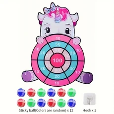 점핑볼어린이 다트보드 세트 - 끈적끈적한 공 12개 소년 소녀를 위한 실내/실외 재미있는 파티 게임 완벽한, 02 Unicorn