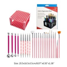 조소 실리콘붓 조형 도트 도구 세트 볼 러스 브러시 펜 홀더 그림 바위 색칠 그리기 제도 미술 용품 25개, 25pcs set, 1) 25pcs set