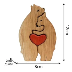 예술적인 나무 퍼즐 곰 가족 맞춤형 추수감사절 크리스마스 선물 어머니/아버지의 날 테이블 장식, 05 2 bears