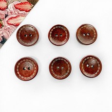 헤세드 브라운계열 뉴 스티치 20mm 우드단추 나무단추, 10개, 체리브라운