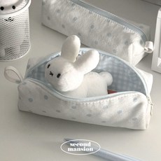 [당일배송] 스노우 화이트 블루 도트 구름 필통, 1개, one color