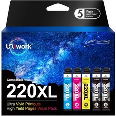 Uniwork T220 220XL 잉크 카트리지 재생품 카트리지 교체용 Epson 220 XL T220XL용 Workforce WF-2750 WF-2760 WF-2630, Uniwork T220 220XL 잉크 카트리지, 재생