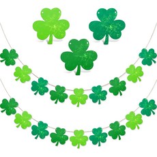 얀선 발렌타인 가든 장식 2팩 펠트 하트 배너 나무 구슬 데이 파티 홈 실내 벽난로 맨틀 걸이, Shamrock