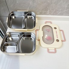 跨境爆款飯盒高顏值不銹鋼學生便當盒保溫兒童分格卡通午餐盒批發, 1個, 咖啡色, 201三格