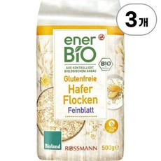 에너바이오 글루텐프리 오트 플레이크 파인 바이오랜드 enerBiO Gluten Free Rolled Oats Fine Cut Bioland 500g, 3개
