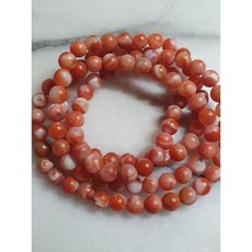 寶山南紅瑪瑙手串 6mm 紅白亞光磨砂108圓珠 手工精磨圓潤, 1個