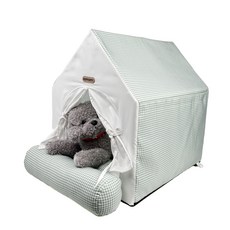 [앨리펫] 몽글 체크 펫하우스 텐트 강아지 고양이 집, 1개, 그린