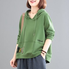 메인워크 중년여성 빅사이즈 후드티셔츠 긴팔 봄가을 간절기 스판 엄마룩 루즈핏 맨투맨 자수 트레이닝 캐주얼 상의