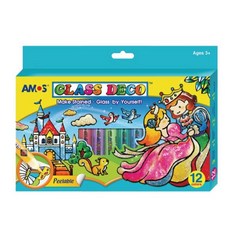 AMOS 玻璃彩繪膠組 12色套裝, 1個