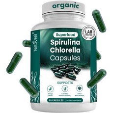 Spirulina and Chlorella Capsules – Chlorophyll Pills & Blue Green Algae to Support Powerful Detox, 1개, 90정