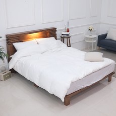 아르볼가구 시아 참죽원목 LED조명 평상형 침대프레임, 침대프레임_독립매트포함