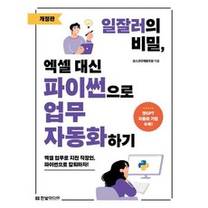 일잘러의 비밀 엑셀 대신 파이썬으로 업무 자동화하기:엑셀 반복 업무로 지친 직장인 파이썬으로 칼퇴하자!, 한빛미디어, 포스코인재창조원 저