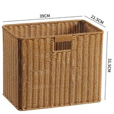 대형 라탄바구니 수납 A 바구니 사각 손잡이 라탄보관함, 1개, AG. 밝은 갈색 39x.5x3.5cm 단일 서랍
