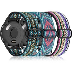 13728900 스마트워치 밴드 스트랩 시계줄 교체 22mm 나일론 스포츠 고무 가민 Vivoactive 4/Venu 3/Venu 2/Forerunner 265/965/255/, 컬러풀 + 화살표 + 보헤미아 그린.